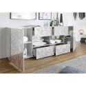 Moderne witte hoogglans dressoir met 2 deuren en 4 lades 241cm Prisma Wh L Voorraad