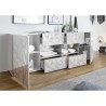 Moderne witte hoogglans dressoir met 2 deuren en 4 lades 241cm Prisma Wh L Voorraad