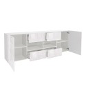 Moderne witte hoogglans dressoir met 2 deuren en 4 lades 241cm Prisma Wh L Kortingen