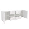 Moderne witte hoogglans dressoir met 2 deuren en 4 lades 241cm Prisma Wh L Kortingen