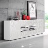 Moderne witte hoogglans dressoir met 2 deuren en 4 lades 241cm Prisma Wh L Keuze