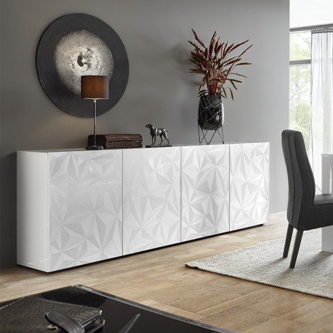 Moderne buffetkast 4 deuren hoogglans wit 241cm Prisma Wh XL Aanbieding