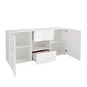 Dressoir 2 deuren 2 laden 181cm modern hoogglans wit Prisma Wh M Catalogus