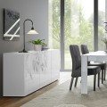 Witte glanzende dressoir Prisma Wh S met 3 deuren voor woonkamer of keuken Aanbieding