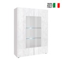 Moderne witte vitrinekast glanzend 2 glazen deuren voor woonkamer 121x166cm Ego Wh Verkoop