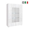 Moderne witte vitrinekast glanzend 2 glazen deuren voor woonkamer 121x166cm Ego Wh Verkoop