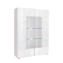 Moderne witte vitrinekast glanzend 2 glazen deuren voor woonkamer 121x166cm Ego Wh Aanbod