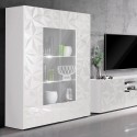 Moderne witte vitrinekast glanzend 2 glazen deuren voor woonkamer 121x166cm Ego Wh Keuze