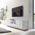 Moderne witte hoogglans TV-meubel met 2 deuren en 1 lade Alis Wh Prisma Aanbieding
