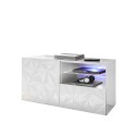 Witte glanzende tv-meubel met 1 deur en lade 121cm Petite Wh Prisma Aanbod