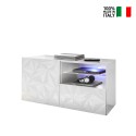 Witte glanzende tv-meubel met 1 deur en lade 121cm Petite Wh Prisma Verkoop
