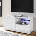 Witte glanzende tv-meubel met 1 deur en lade 121cm Petite Wh Prisma Aanbieding