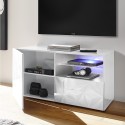 Witte glanzende tv-meubel met 1 deur en lade 121cm Petite Wh Prisma Korting