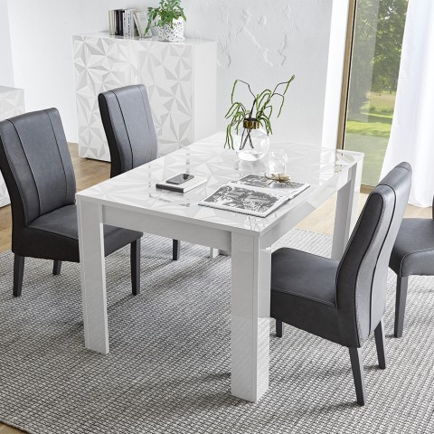 Uitschuifbare eettafel wit glans 90x137-185cm Most Prisma Aanbieding