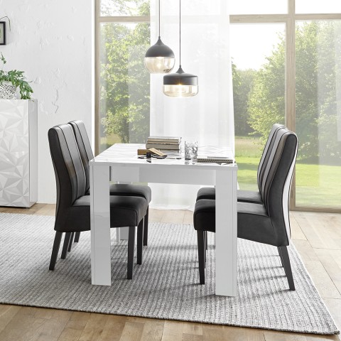 Moderne eettafel woonkamer 180x90cm hoogglans wit Athon Prisma Aanbieding
