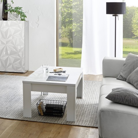 Witte Glanzende Salontafel 65x122cm Reef Prisma Aanbieding