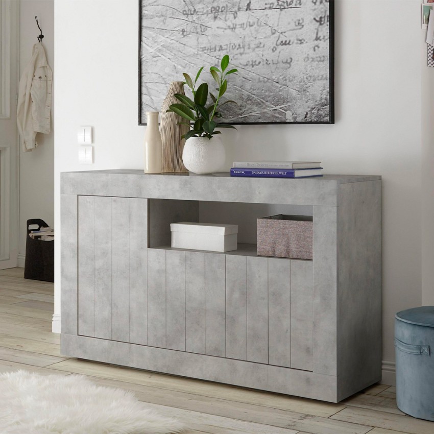 Grijze betonnen dressoir Urbino Ct M met 3 deuren Aanbieding Grijze betonnen dressoir Urbino Ct M met 3 deuren Aanbieding