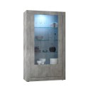 Moderne vitrinekast met 2 glazen deuren in betonlook 110x191cm Dern Ct Aanbod