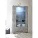 Moderne vitrinekast met 2 glazen deuren in betonlook 110x191cm Dern Ct Korting