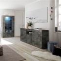 Moderne zwarte Urbino Ox L dressoir voor woonkamer met 2 deuren en 2 lades Korting