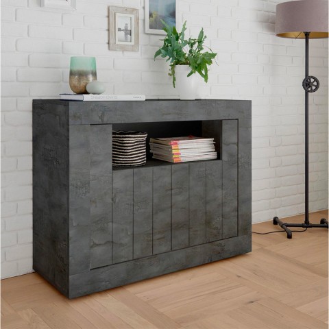 Moderne zwarte dressoir voor de woonkamer met 2 deuren 110cm Minus Ox Urbino Aanbieding