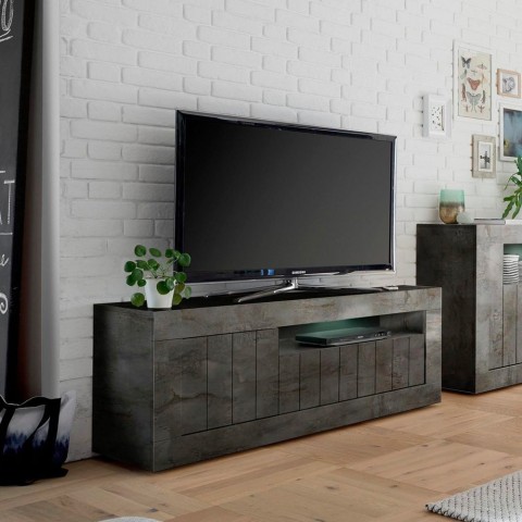 Zwarte tv-meubel 138cm 3 deuren moderne woonkamer Jaor Ox Urbino Aanbieding
