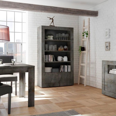 Moderne zwarte wandkast voor woonkamer met 3 planken en 2 deuren Wally Ox Aanbieding