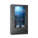 Moderne zwarte vitrinekast voor woonkamer 110x191 cm met 2 glazen deuren Dern Ox Aanbod