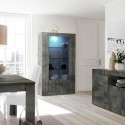 Moderne zwarte vitrinekast voor woonkamer 110x191 cm met 2 glazen deuren Dern Ox Aanbieding