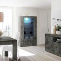 Moderne zwarte vitrinekast voor woonkamer 110x191 cm met 2 glazen deuren Dern Ox Aanbieding