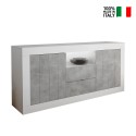 Witte glanzende dressoir met 2 deuren en 2 lades cementlook Doppel LBC Verkoop