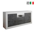 Moderne buffetkast 2 deuren 2 lades wit glanzend zwart Doppel LBX Verkoop