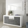 Moderne buffetkast 2 deuren 2 lades wit glanzend zwart Doppel LBX Korting