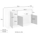 Dressoir buffet woonkamer 3 deuren 138cm glanzend wit cement Doppel MBC Kortingen