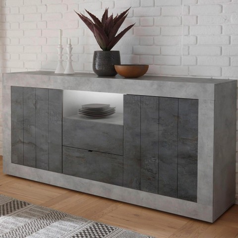 Moderne woonkamer dressoir zwart beton 2 deuren 2 laden Doppel LCX Aanbieding