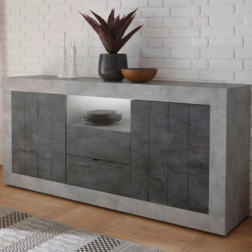 Moderne woonkamer dressoir zwart beton 2 deuren 2 laden Doppel LCX Aanbieding Moderne woonkamer dressoir zwart beton 2 deuren 2 laden Doppel LCX Aanbieding