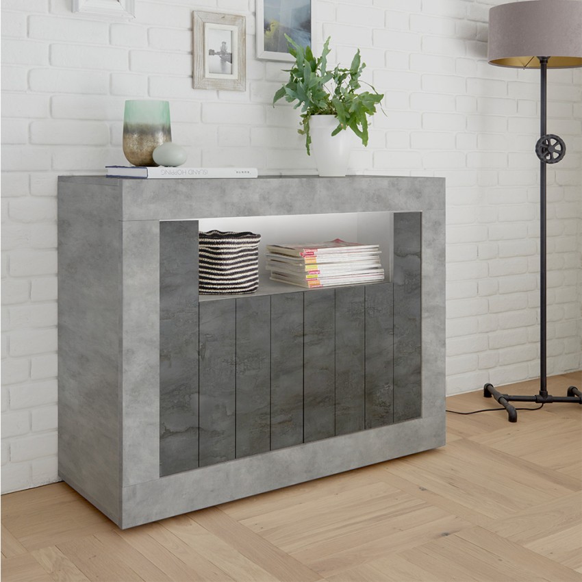 Moderne dressoir 110cm woonkamer zwart oxide beton 2 deurtjes Minus CX Aanbieding