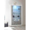 Moderne woonkamer vitrine glanzend wit cement 2 deuren Dern BC Korting