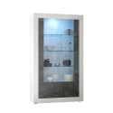 Design vitrine 2 deuren 110x191cm woonkamer glanzend wit zwart Dern BX Aanbod
