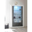 Design vitrine 2 deuren 110x191cm woonkamer glanzend wit zwart Dern BX Korting