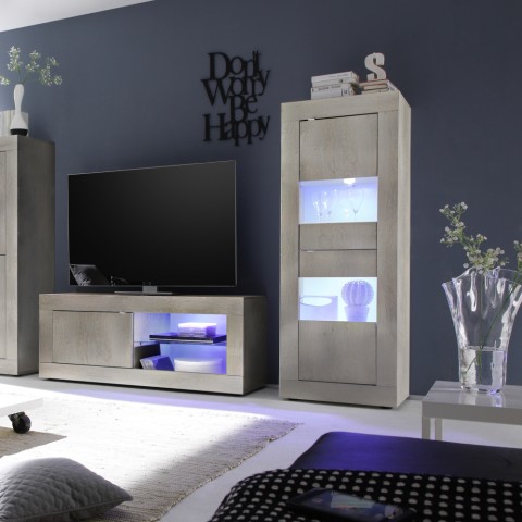 Moderne houten vitrinekast woonkamer 61x162cm Nina Pc Basic Aanbieding