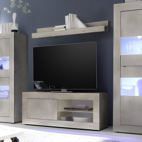 Mobiele tv-standaard van 140cm in moderne houten uitvoering met Diver Pc Basic deur Aanbieding