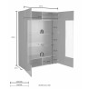 Vitrinekast woonkamer 121x166cm 2 glazen deuren betonlook Murano Ct Korting