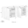 Dressoir voor woonkamer 4 deuren, buffetkast 241 cm in beton grijs, Dama Ct L Voorraad