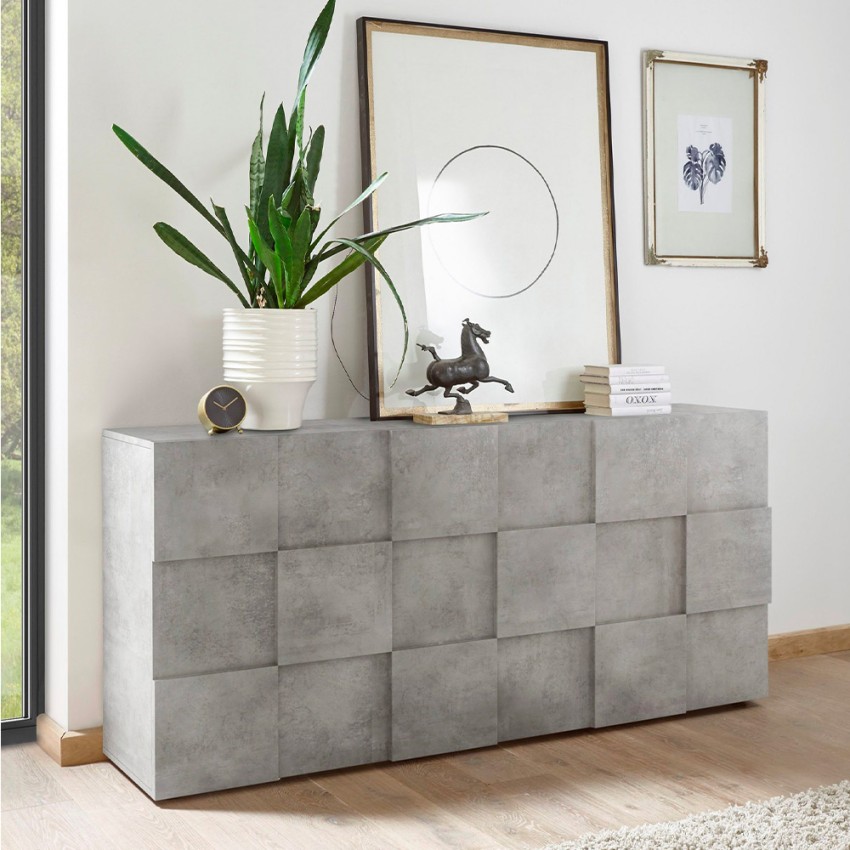 Dressoir opbergkast woonkamer met 3 deurtjes grijs beton Dama Ct S Aanbieding Dressoir opbergkast woonkamer met 3 deurtjes grijs beton Dama Ct S Aanbieding