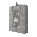 Vitrinekast woonkamer 121x166cm 2 glazen deuren betonlook Murano Ct Aanbod