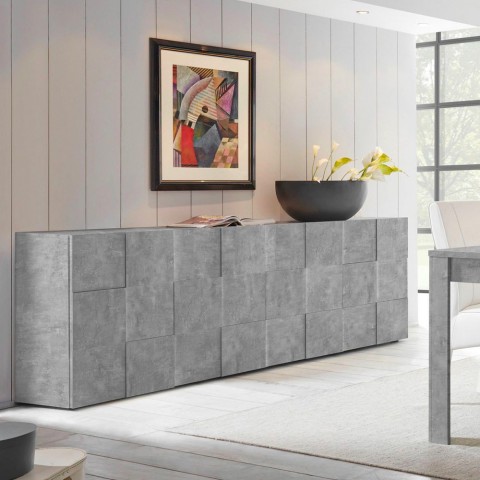 Dressoir voor woonkamer 4 deuren, buffetkast 241 cm in beton grijs, Dama Ct L Aanbieding