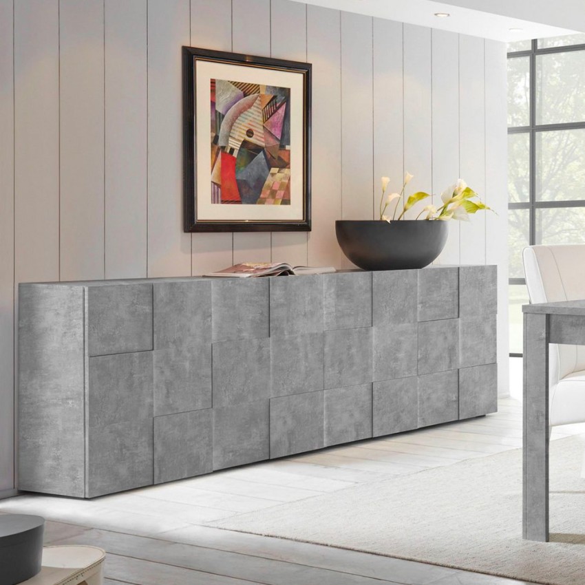 Dressoir voor woonkamer 4 deuren, buffetkast 241 cm in beton grijs, Dama Ct L Aanbieding Dressoir voor woonkamer 4 deuren, buffetkast 241 cm in beton grijs, Dama Ct L Aanbieding