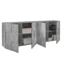 Dressoir voor woonkamer 4 deuren, buffetkast 241 cm in beton grijs, Dama Ct L Korting