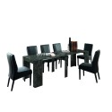 Uitbreidbare moderne zwarte eettafel Wing 54-252cm Korting